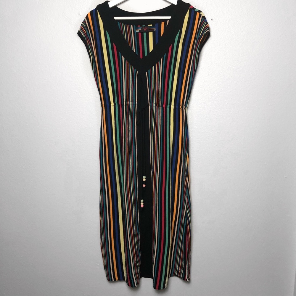 Rainbow striped short sleeve dress